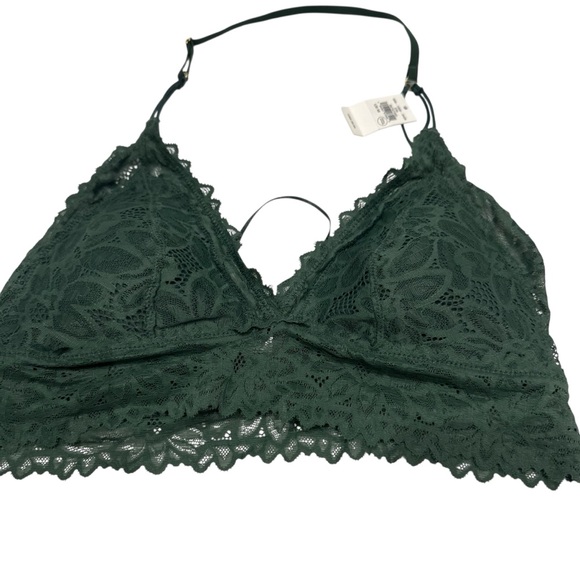 Aerie Lace Padded Halter Bralette Green Size Medium New with Tag - Picture 1 of 5